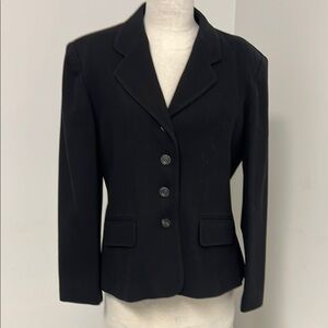 Jones New York Lined Wool Blazer with Pockets and Padded Shoulders